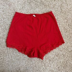 Colsie Scarlet Ribbed Lace-Trim Sleep Shorts